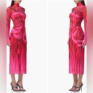 AFRM Organic Rose Long Sleeve Bodycon Dress